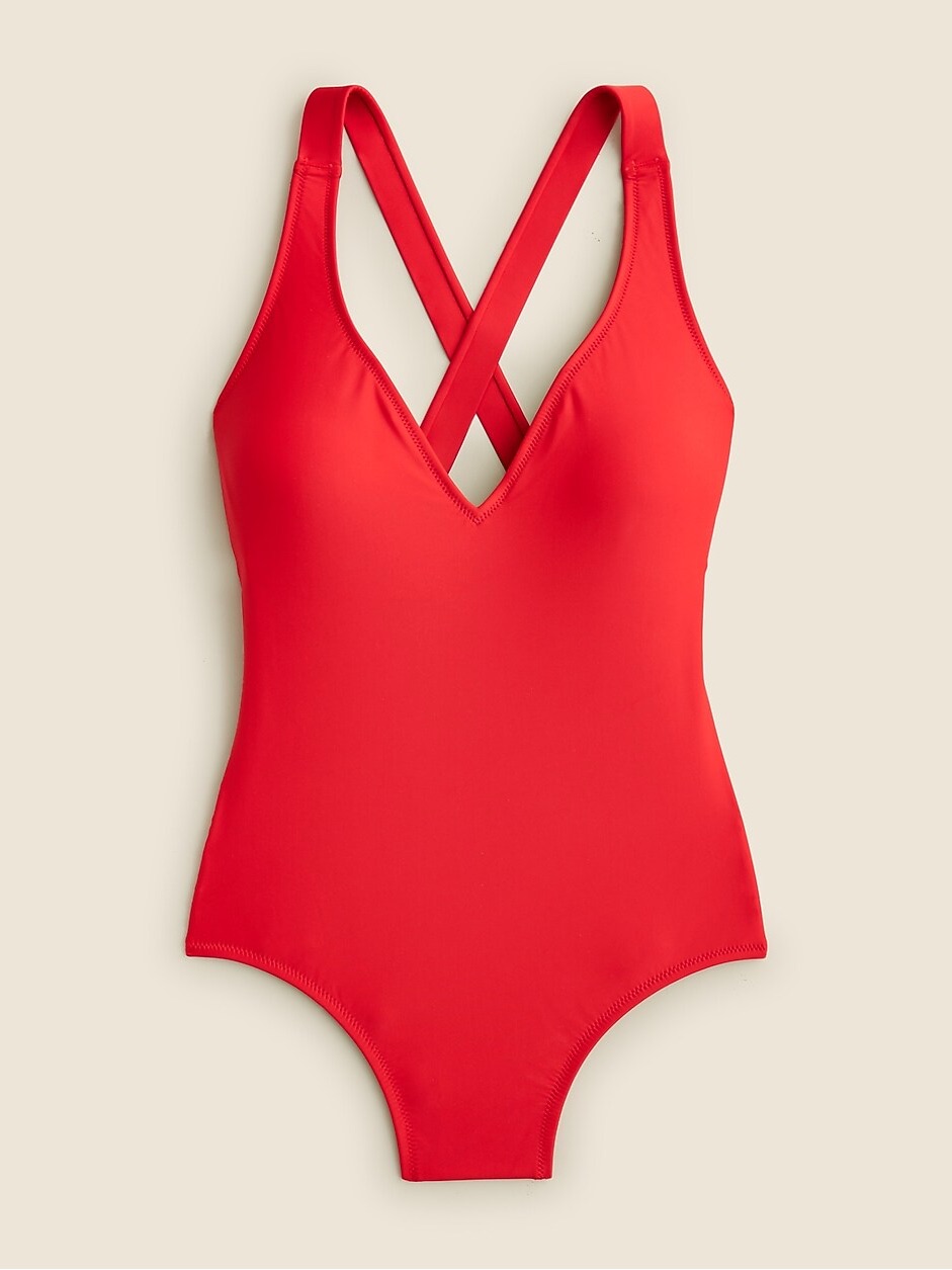 J.Crew High Support Cross Back One Piece Swimsuit Sizes 8, 10 Venetian Red